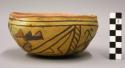 Bowl, polacca polychrome style c. int: splatter design; ext: linear design. 7.5