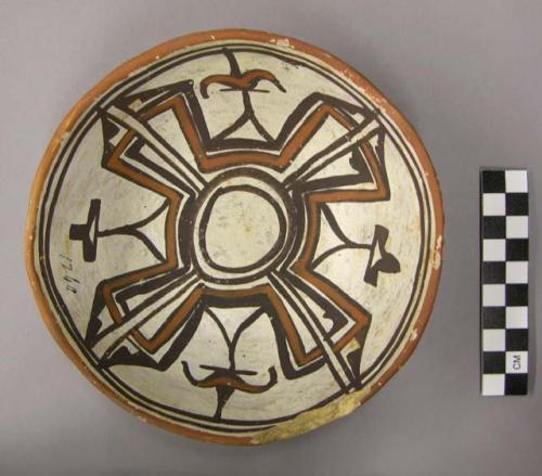 Bowl, polacca polychrome style c. int: linear design; ext: slipped, no design. 5