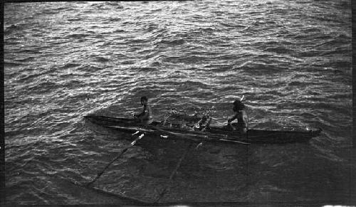 Men in canoe on river