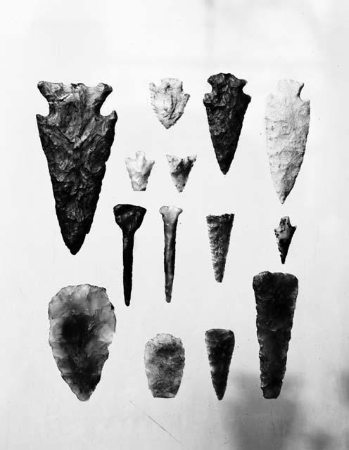 Arrowpoints and various stone implements