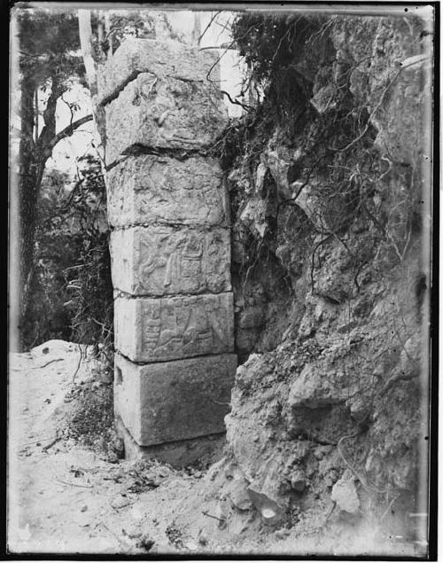 Sculptured and painted columns from Mound of Painted Columns