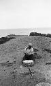 Excavation of Ashakar cave sites, Mr. Stone with millstones, Craft