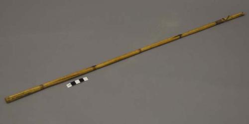 Arrow, wooden barbed tip, bamboo shaft, 30" long