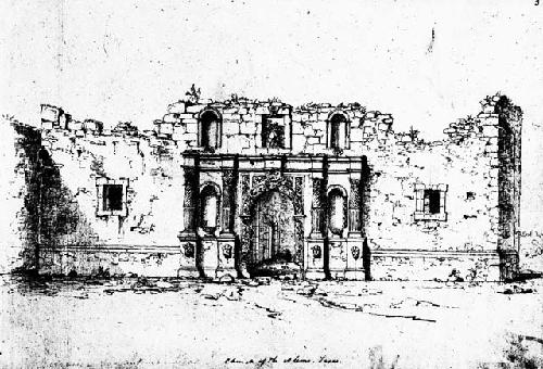 Pencil sketch, Church of the Alamo, Texas - November 25, 1848