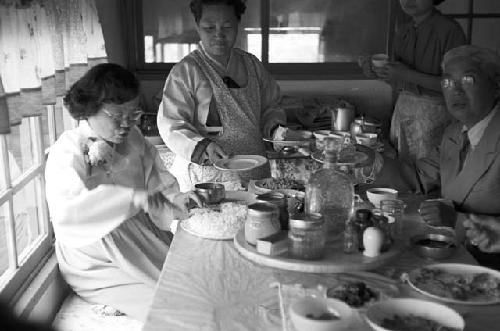 Meal preparations at dinner table