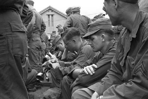 Soldiers waiting to leave Korea