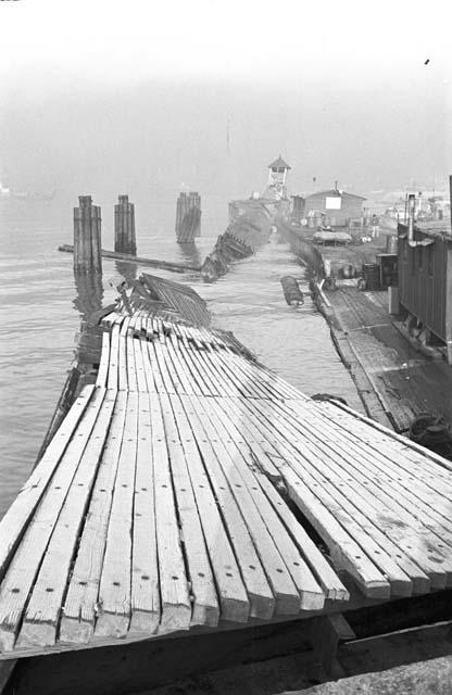 Portrait of broken down paths sinking in water