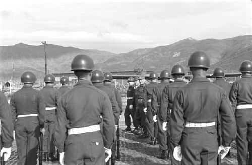 Portrait of soldiers lined in formation