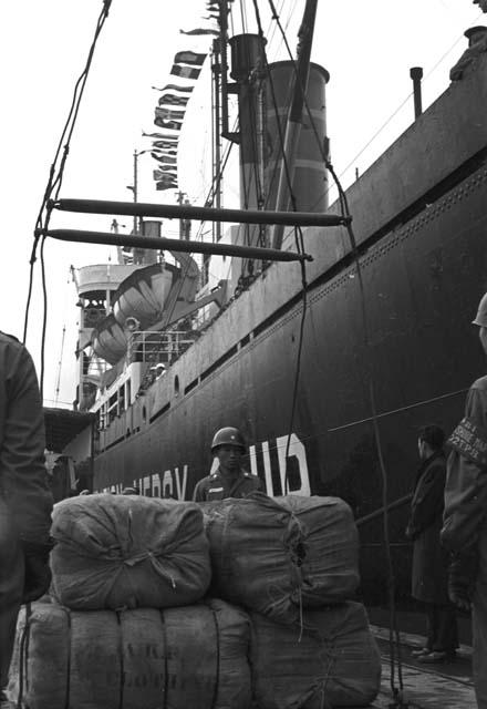 Cargo being loaded onto ship