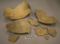 Large undecorated pottery jar fragments