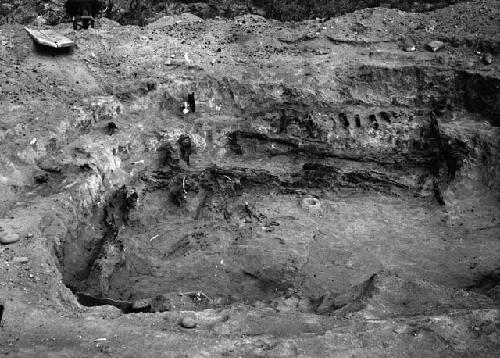 Red Hill site, structure 203, charred beams in fill