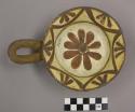 Ladle, Polacca polychrome style c. int: plant & animal design; ext: slipped