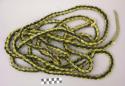 Horsehair rope lariet, braided. Yellow strands are dyed with wolf moss.