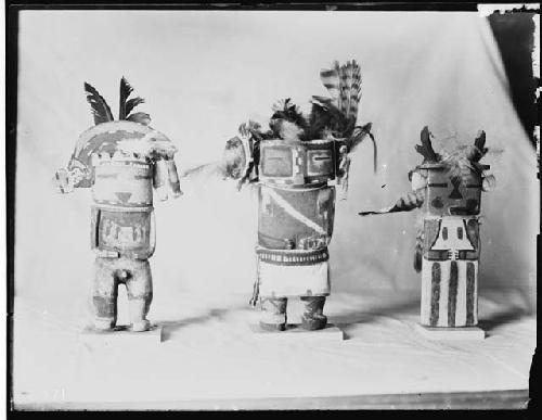 Three Kachina dolls