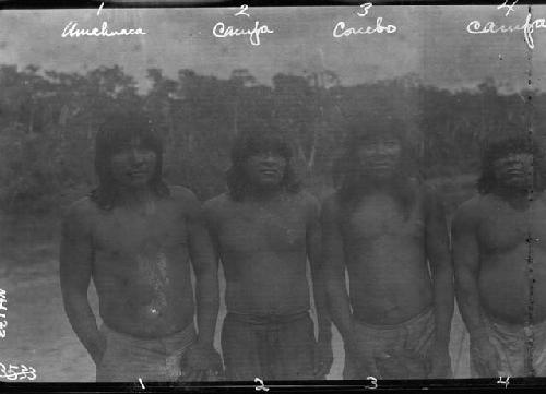 Four Peruvian men with tribal names