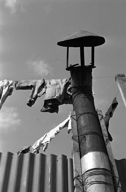 Clothes hanging outside from wire