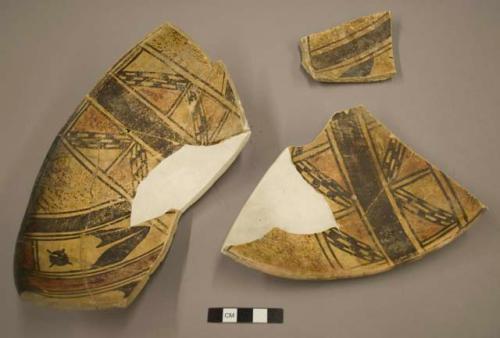 Fragments of polychrome pottery bowl