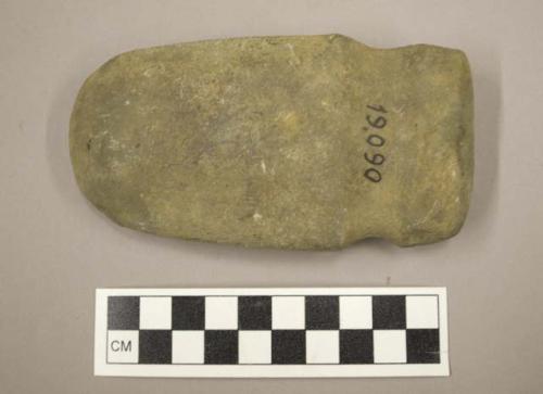 Ground stone, grooved axe with flat end