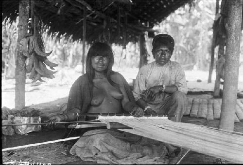 Man and Woman with weaving loom