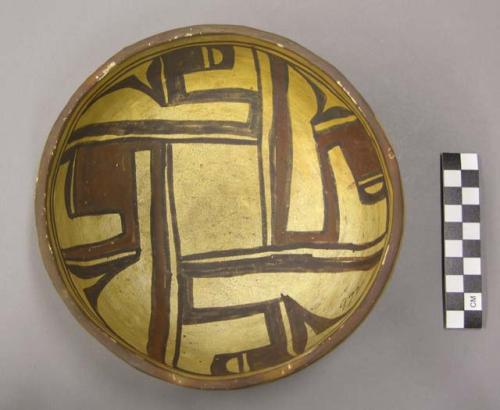 Bowl, polacca polychrome style c. int: linear design; ext: slipped, no design. 7