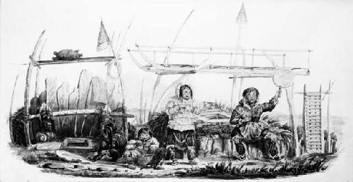 "Natives and their habitation, coast of Alaska near Pt. Hope" by Beechey