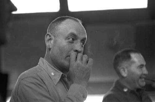 Portrait of men having a meeting smoking