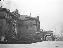 Portrait of hotel and driveway