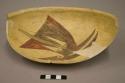 Half polychrome pottery bowl--restored