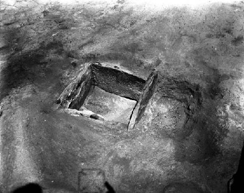 West end site, Kiva 201B, fireplace and ash pit