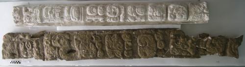 Casts of parts of Stela N, east glyphs, lower