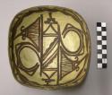 Bowl, polacca polychrome style c. int: zuni rain bird design; ext: slipped, no d