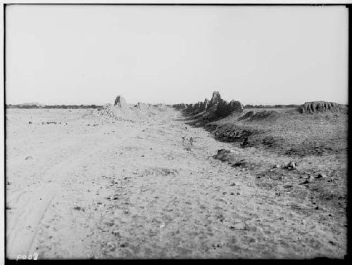 Great avenue of Chan Chan; where it ends in the plain and irrigation zone