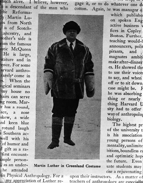 Picture of Martin Luther Taken from the Harvard Alumni Bulletin of 1930