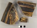 5 sherds from Awatovi black-on-yellow pottery bowl