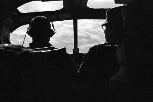 Portrait of pilot's window operating plane