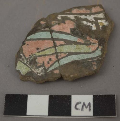 Polychrome painted ceramic fragment