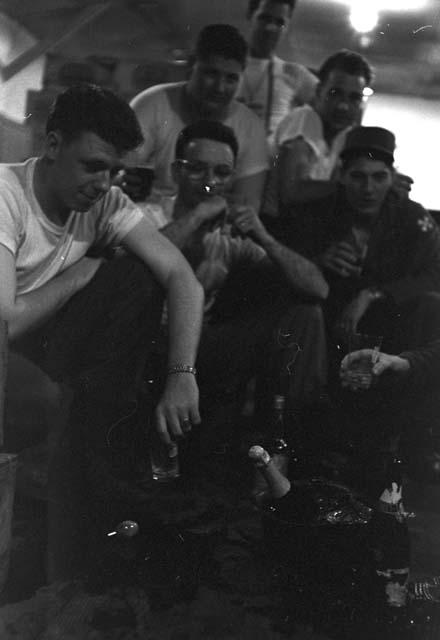 Portrait of soldiers drinking together