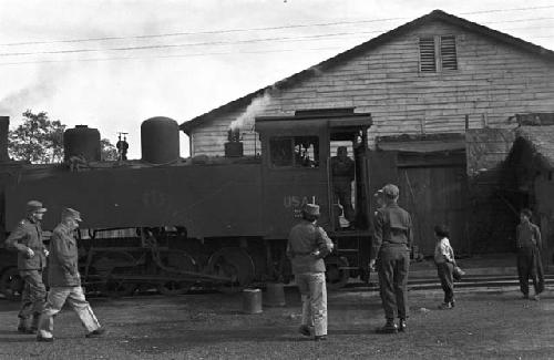 Train standing by at station