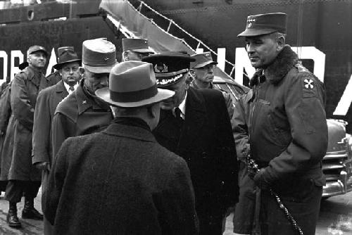 Officers in line ready to board ship