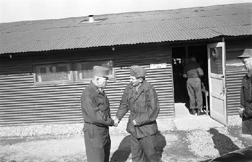 Soldiers greeting outside of base 2