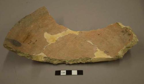 Restored coarse San Bernardino black-on-yellow potsherd