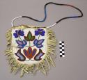Leather pouch with beaded decoration