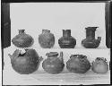 Eight pottery vessels