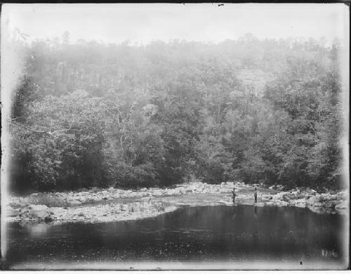 Landscape with water and two men