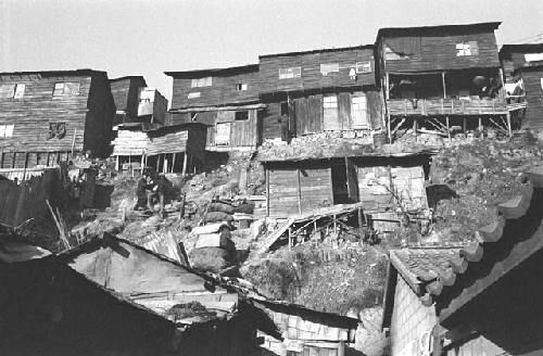 View of houses on hill