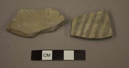 Black-on-white design pottery sherds