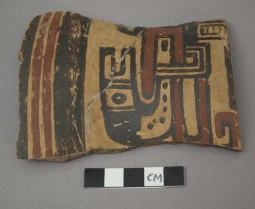 Potsherd with polychrome exterior design, restored