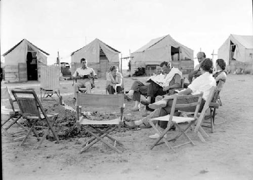 Group around campfire, 1938