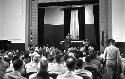 Portrait of auditorium in full during speech