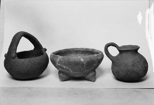 Three pottery vessels